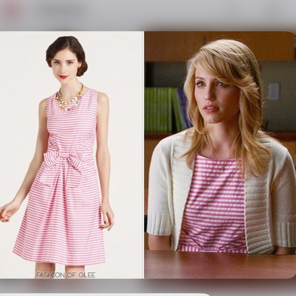 Kate Spade Jillian Bow Seersucker Striped Sleeveless Cotton dress pink white - Picture 5 of 13